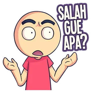 🤔 3fb67b0b SALAH GUE APA? cartoon, question, confusion, indonesian, sticker telegram sticker