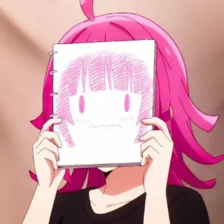 🧃 1d2bf812 动漫, 女孩, 绘画, 素描, 粉色头发, 可爱 telegram sticker