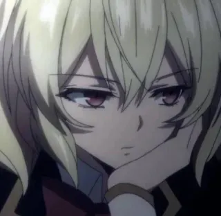 🧃 d1e3743a 动漫, 角色, 金发, 红眼睛, 女性, 严肃 telegram sticker