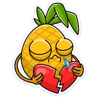 💔 a6099e1d 菠萝, 心碎, 难过, 哭泣, 卡通, 贴纸 telegram sticker
