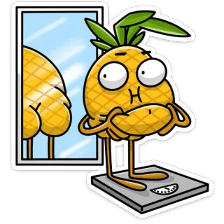🍫 a85c4592 菠萝, 体重, 镜子, 卡通, 水果, 秤 telegram sticker