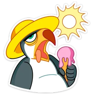 🥵 17ffa155 鸟, 冰淇淋, 夏天, 卡通, 海滩, 太阳 telegram sticker