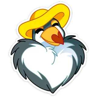 ☺️ 4fb82636 鸟, 心, 卡通, 动物, 黄帽子, 可爱 telegram sticker