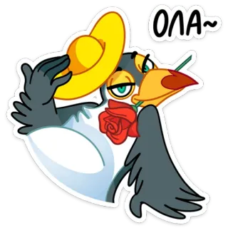 👋 5a5e3489 OAA~ 鸟, 玫瑰, 帽子, 卡通, 问候, 你好 telegram sticker