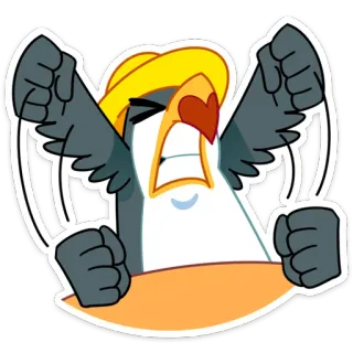 😠 ad287d1c 企鹅, 兴奋, 胜利, 庆祝, 卡通, 快乐 telegram sticker