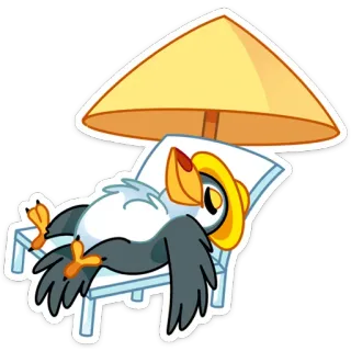 🏖 ee811744 海鹦, 鸟, 海滩, 度假, 放松, 卡通, 夏天 telegram sticker