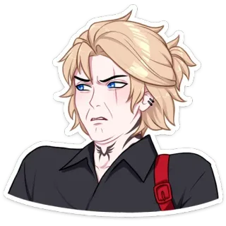 🤨 972a0d13 Sticker, Personage, Anime, Blond Haar, Geërgerd telegram sticker