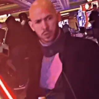 🌟 6dad11cc Andrew Tate đàn ông, chân dung, hói, sòng bạc, người telegram sticker