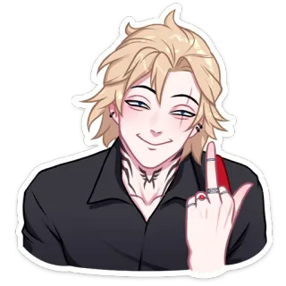 🖕 6c9656c8 dedo corazón, ofensivo, gesto grosero, estilo anime, personaje, tatuaje telegram sticker