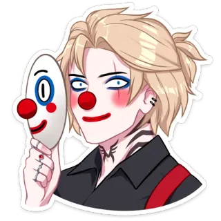 🤡 cf7f0351 payaso, anime, máscara, nariz roja, dibujos animados, pegatina telegram sticker