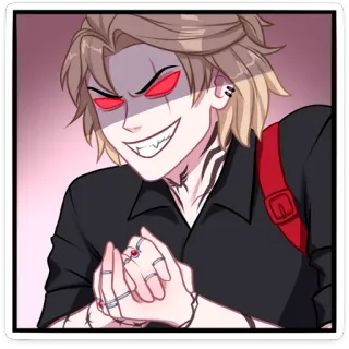 😈 4782d1c4 Anime, Jahat, Senyum, Iblis, Mata merah, Karakter, Kartun telegram sticker