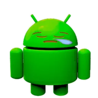 😪 99902a8a Android Android, schlafend, Emoji, Cartoon, Roboter, grün telegram sticker