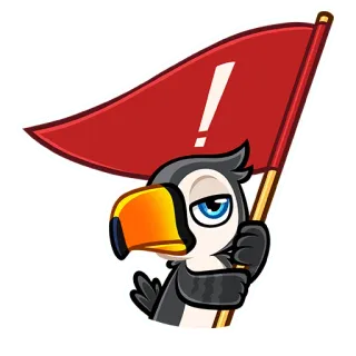 ❗️ 13bb9d3e птица, тукан, красный флаг, внимание, предупреждение telegram sticker