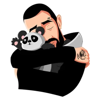 🤗 fb6f851e mężczyzna, panda, przytulanie, tatuaż, broda, naklejka telegram sticker