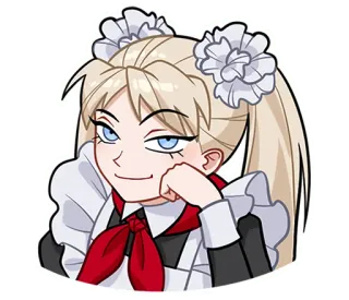 ❓ 23b7dd09 anime, maid, cute, blond hair, smirking, cartoon telegram sticker