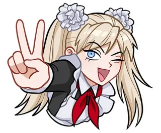 👋 2ccb3ceb anime, maid, girl, cute, peace sign, wink telegram sticker