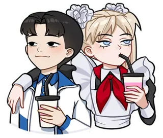 ☺ 6d6e8fb9 anime, cartoon, friends, drink, cute, maid telegram sticker