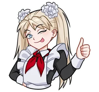 👍 8edb189d anime girl, maid outfit, cute, wink, thumbs up telegram sticker