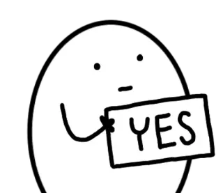 🥚 82144e54 YES ใช่, เชิงบวก, เห็นด้วย, ดี, การ์ตูน, สีขาว, ง่าย telegram sticker