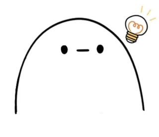 🥚 cf1bea04 การ์ตูน, ไอเดีย, หลอดไฟ, หยดสีขาว, น่ารัก, ตัวละคร telegram sticker