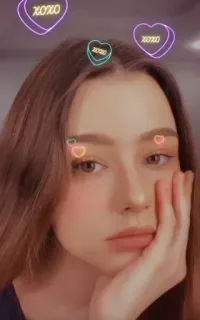 ⭐ fab41e92 XOXO 하트, 네온, XOXO, 사랑, 키스, 여자, 얼굴 telegram sticker