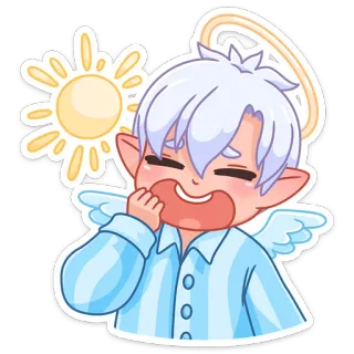 🥱 8f28d24c angelo, cartone animato, carino, aureola, sole, kawaii, adesivo telegram sticker