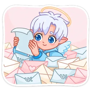 💌 a2b3bda5 angelo, lettere, amore, cartone animato, carino, posta, aureola telegram sticker