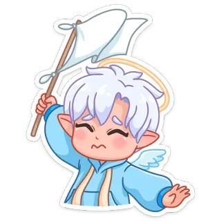 🏳 faaae92f angelo, bandiera bianca, resa, carino, cartone animato, pace, kawaii, ali telegram sticker
