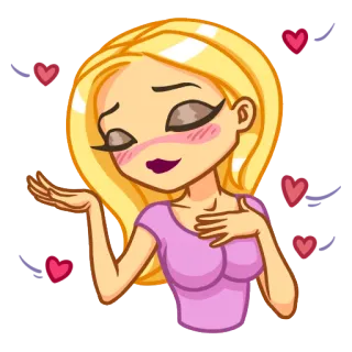 😍 0cb4bfbb dibujos animados, mujer, amor, corazones, rubia, rubor telegram sticker