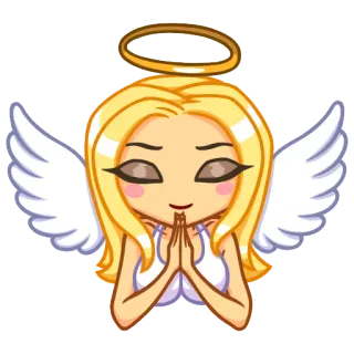 😇 7102a28e ángel, alas, halo, rubia, dibujos animados, oración telegram sticker