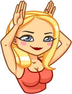 🐰 be3bccfb mujer, rubia, dibujo animado, chica, pose telegram sticker