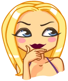 😊 c972574f mujer, dibujos animados, rubia, pensando, cara, persona telegram sticker