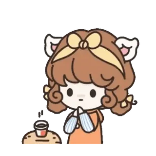 👧 83f35dc8 Dibujos animados, Mono, Kawaii, Chica, Café, Ilustración whatsapp sticker