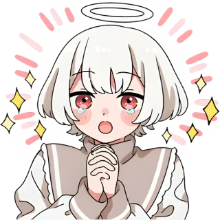 🤩 086d3e90 Anime, Gadis, Menangis, Lingkaran Cahaya, Lucu, Memohon telegram sticker