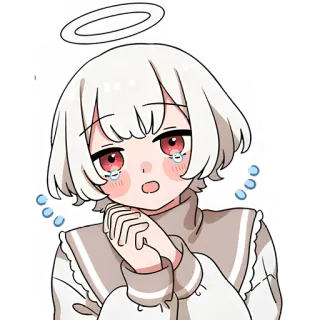 🥺 5924a4ed anime, gadis, menangis, malaikat, halo, sedih, kawaii telegram sticker