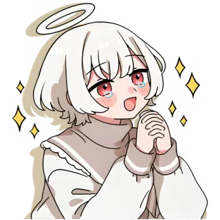 😇 a3d653a4 malaikat, anime, imut, berkilau, halo telegram sticker
