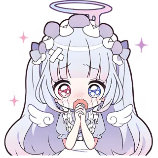 🙏 099be379 anime, cute, kawaii, manga, angel, crying, sad telegram sticker