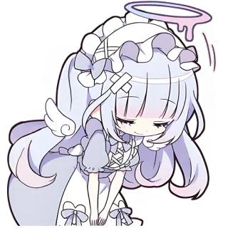 😌 0c445352 anime, cartoon, kawaii, angel, halo, cute, chibi telegram sticker