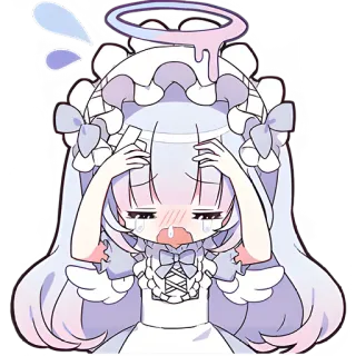 😪 9ed7a7e0 anime, crying, angel, cute, sad, kawaii, chibi telegram sticker