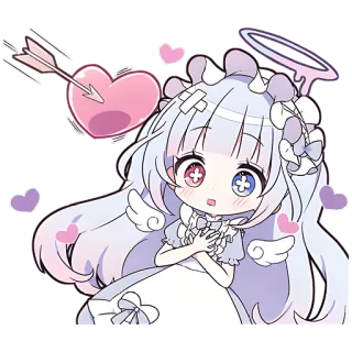 💘 fc2cbac2 anime girl, cute, arrow, heart, chibi, bandage telegram sticker
