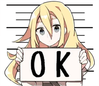 🆗 4c7d4ccf OK 动漫, 好的, 标志, 金发 telegram sticker