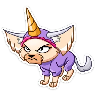 😡 b3c9f1a2 hoạt hình, kỳ lân, động vật, chó, nhãn dán, hài hước, dễ thương, bản vẽ telegram sticker