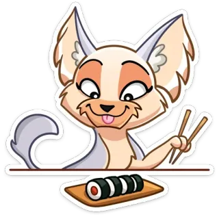 🍣 fb069f83 fennec fox, sushi, chopsticks, food, animal whatsapp sticker