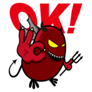 👌 139cb615 OK! ปีศาจ, โอเค, ท่าโอเค, การ์ตูน, สัตว์ประหลาด, สีแดง telegram sticker