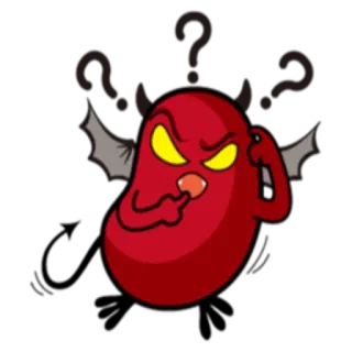 ❔ 6e063c91 คำถาม, สับสน, คิด, สีแดง, การ์ตูน, สีหน้า telegram sticker