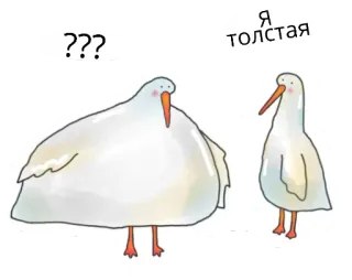 🥺 ce6d5091 Я толстая ptak, gołąb, gruby, kreskówka, pytanie, dialog, porównanie telegram sticker