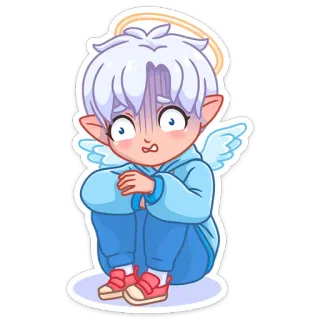 😅 430cb863 ángel, preocupado, asustado, mono, dibujos animados, anime, ilustración whatsapp sticker