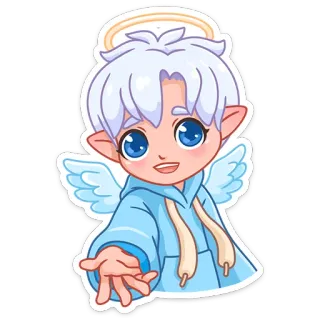😇 7d87cb86 ángel, lindo, kawaii, anime, dibujos animados, pegatina, alas whatsapp sticker