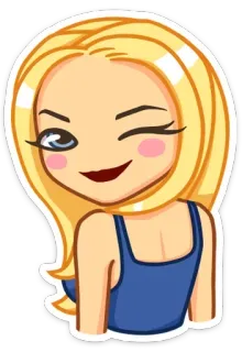 😉 25098857 блондинка, подмигивает, мультфильм, женщина, девушка, эмодзи, стикер telegram sticker