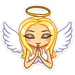 😇 3c674d6f ангел, стикер, мультфильм, милый, блондинка, нимб, крылья telegram sticker